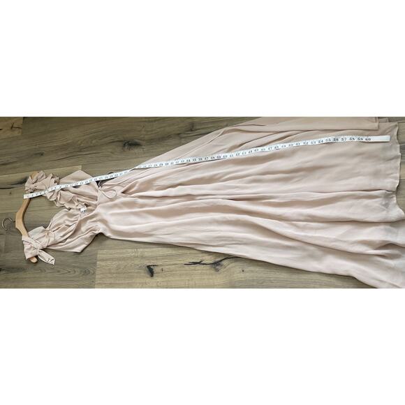 REFORMATION Champagne Peppermint Maxi Wrap Dress Size S Flutter Sleeve Deep V - Picture 6 of 7